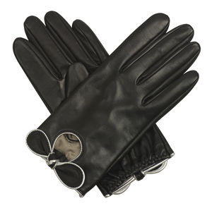 Vesper. Women's Silk Lined Leather Glove With Bow By Southcombe Gloves