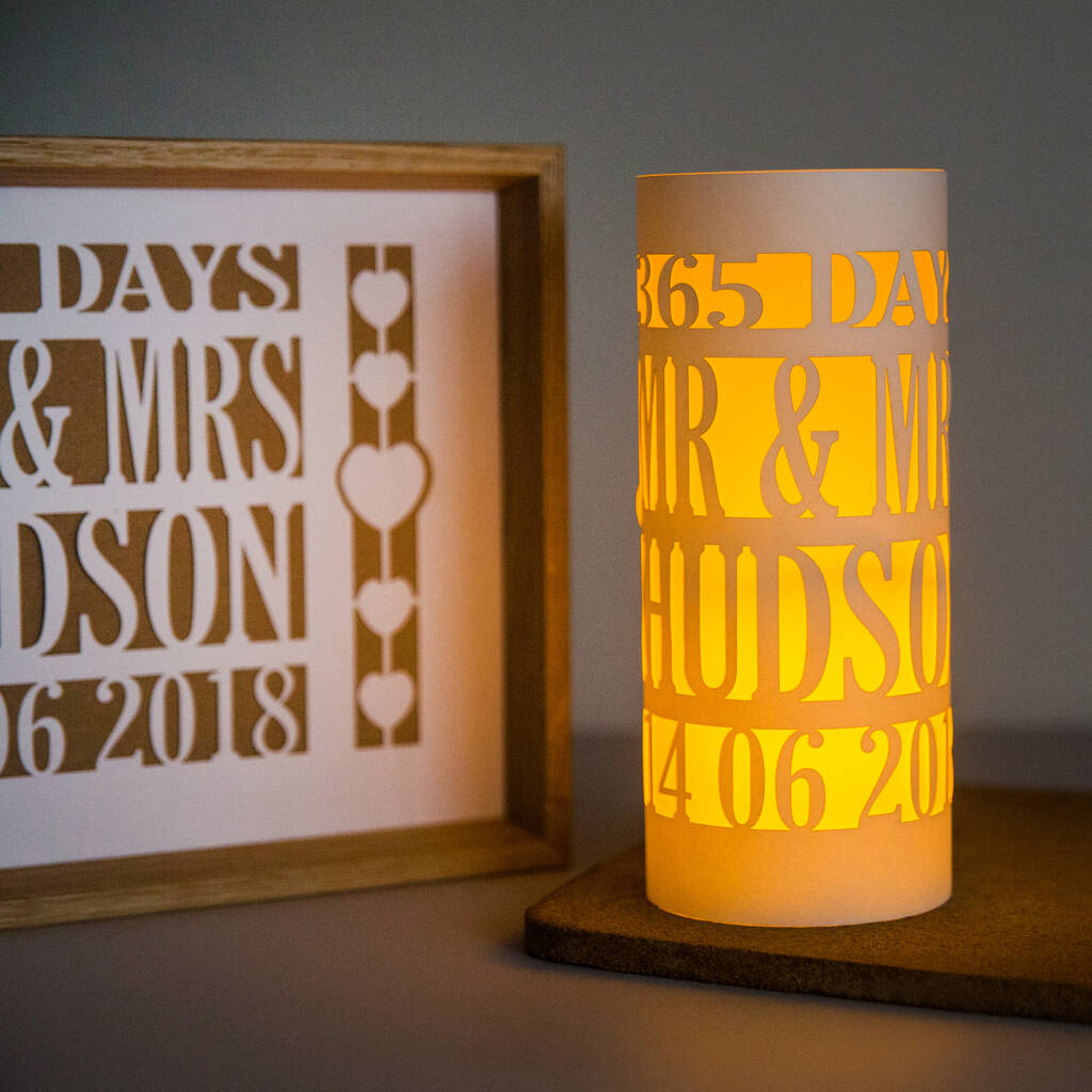1st Anniversary Gift Papercut Personalised Luminary, 1 of 6