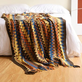 Bohemian Throw Blanket With Tassels Decorative Throw, 6 of 10