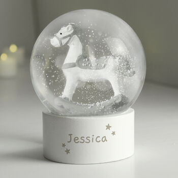 Personalised Rocking Horse Glitter Snow Globe – Magical Christmas Keepsake, 2 of 3