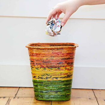 Colourful Recycled Newspaper Waste Paper Basket, 7 of 11