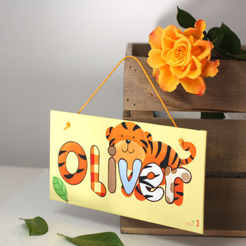 Personalised Jungle Tiger Canvas Sign, 11 of 12