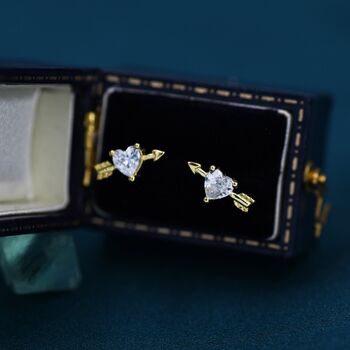 Heart Arrow Stud Earrings In Sterling Silver, 3 of 12
