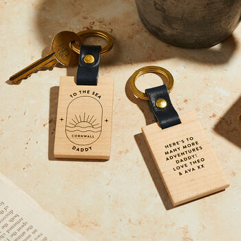 'To the Sea' Personalised Wooden Keyring, 3 of 4