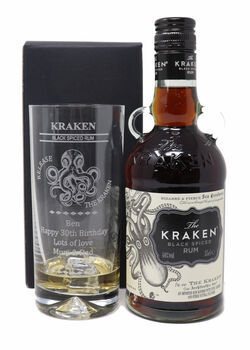 Personalised Kraken Rum Highball Glass And 35cl Kraken, 2 of 2