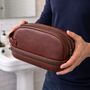 Personalised Leather Toiletries Bag With Bottom Pocket, thumbnail 1 of 3