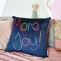 More Joy Embroidered Velvet Cushion, thumbnail 1 of 4