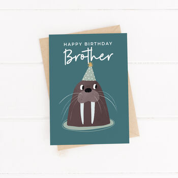 Brother Cute Walrus Birthday Card, 2 of 4