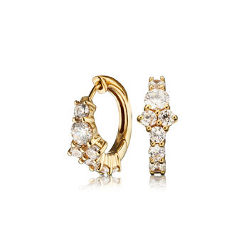 Silver Or Gold Cluster Crystal Huggie Hoop Earrings, 3 of 7