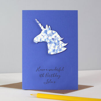 Personalised Liberty Unicorn Girl's Birthday Card, 2 of 3