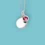Genuine Pink Tourmaline Cz Necklace In Sterling Silver, thumbnail 3 of 12