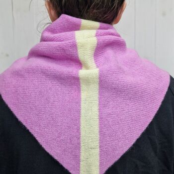 Lambswool Knitted Triangle Scarf With Stripe On Reverse, 2 of 10