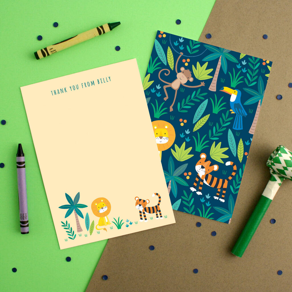 Personalised Jungle Pattern Thank You Cards, 1 of 3