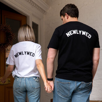 'Newlyweds' Mr And Mrs Personalised T Shirt Set, 2 of 11