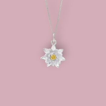 Tiny Lotus Necklace In Sterling Silver, 3 of 12