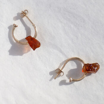 9ct Gold Rough Citrine Hoops, 4 of 4