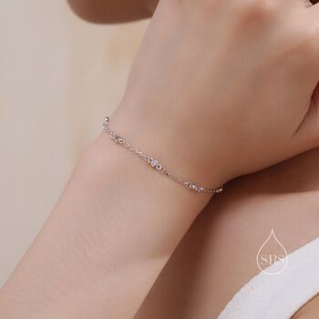 Sterling Silver Extra Delicate Pink Cz Bezel Bracelet, 6 of 12