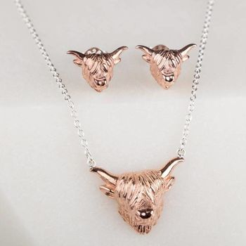 Highland Cow Earrings In Silver Or Rose Gold Plate, 4 of 5