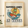 'Happiness Comes In Waves' Surfing Frog Art Print, thumbnail 1 of 8