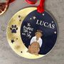 Personalised Dog Memorial Christmas Bauble – Pet Loss Remembrance Ornament With Angel Wings, Halo And Name – Custom Acrylic Pet Keepsake, thumbnail 1 of 4