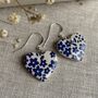 Blue Flower Ceramic Heart Earrings, thumbnail 5 of 10