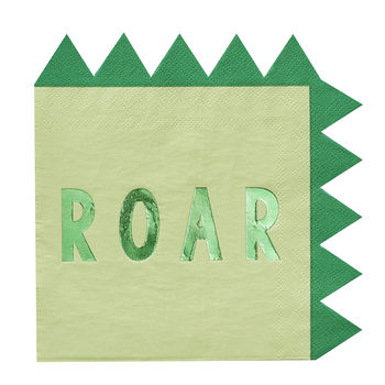 Dinosaur Shaped Green Foiled Paper Party Napkin, 2 of 3