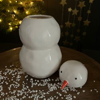 White Ceramic Snowman Ornament Large, 2 of 2