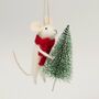Mouse With A Red Scarf And Tree Felt Decoration, thumbnail 2 of 3