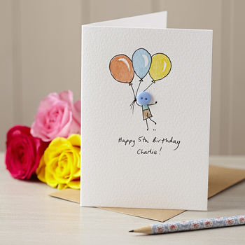 Personalised 'Floating Button' Handmade Birthday Card, 2 of 4