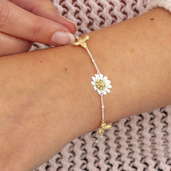 Sterling Silver And Gold Plated Bee And Daisy Bracelet, 2 of 3