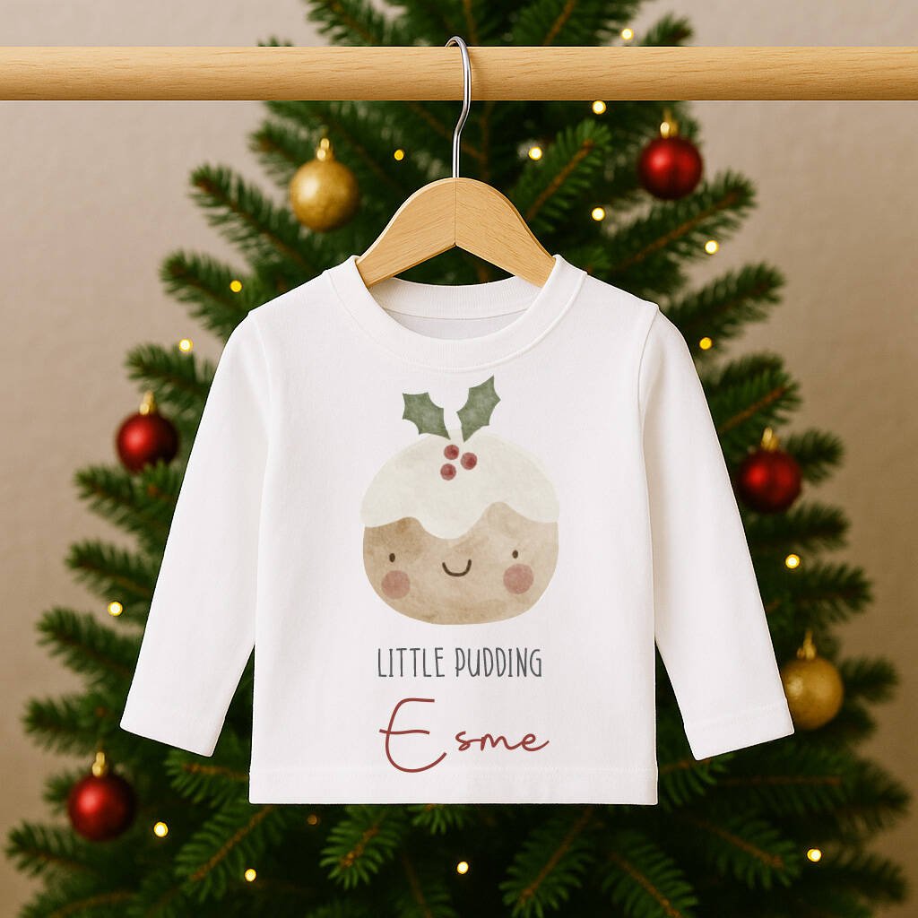 Personalised Kids Christmas T Shirt / Top Christmas Pudding, 1 of 5