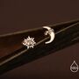 Mismatched Sun And Moon Screw Back Earrings In Sterling Silver, thumbnail 6 of 10