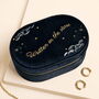 'Written In The Stars' Velvet Oval Jewellery Case In Navy, thumbnail 1 of 3