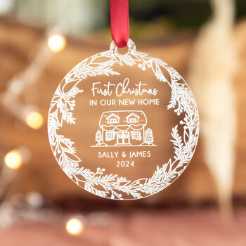 Personalised Couple's Our First Christmas In New Home Bauble, 5 of 5