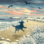 Labrador Seaside Dog Walking Christmas Card, thumbnail 2 of 10