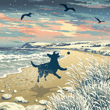 Labrador Seaside Dog Walking Christmas Card, 2 of 10