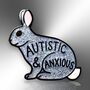 Autistic And Anxious Silver Glitter Bunny Enamel Lapel Pin, Asperger's Syndrome, Autism Gift For Children, thumbnail 3 of 8