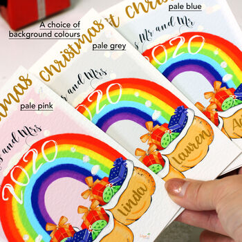 Personalised Rainbow First Christmas Card, 5 of 6