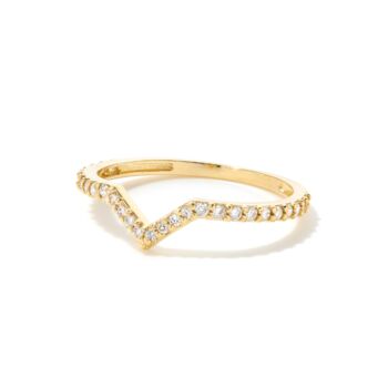 Solid Gold Diamond Chevron Stacking Ring, 3 of 4