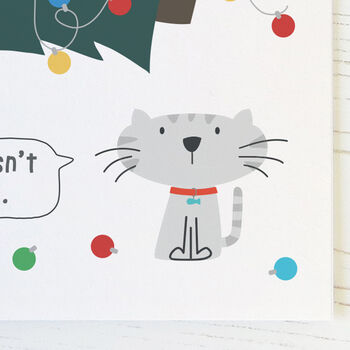 Funny Cat Christmas Tree Card 'It Wasn't Me', 2 of 2