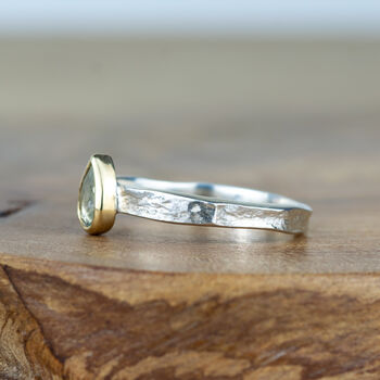 Pear Shaped Aquamarine Silver And Solid Gold Alice Ring, 2 of 8