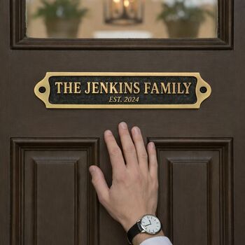 Personalised Black And Brass Door Nameplate Sign, 2 of 6