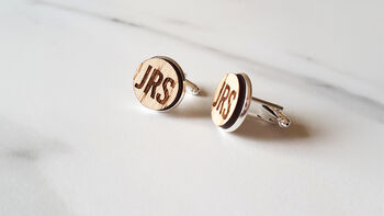 Personalised Initial Oak Cufflinks, 3 of 5