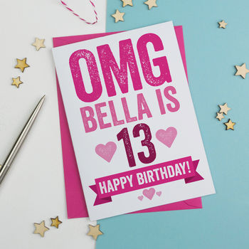 Omg You're 13 Personalised Birthday Card, 3 of 3