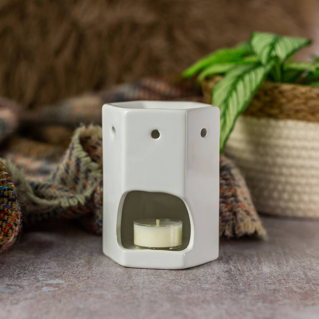 White Ceramic Wax Melt Burner And Melts By Chalk and Cheese Candles and