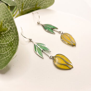 Yellow Flower Statement Drop Earrings For Her, 5 of 11