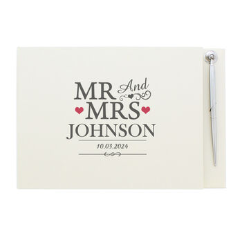 Personalised Mr And Mrs Guest Book And Pen, 4 of 5