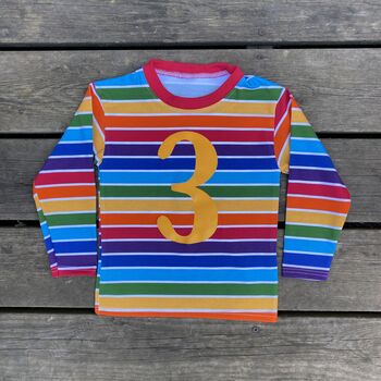 Personalised Rainbow Number Kids T Shirt, 10 of 10