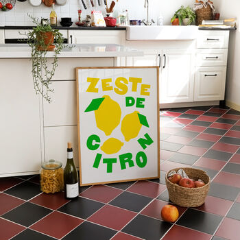 Lemon Zest French Kitchen Wall Print, 4 of 6