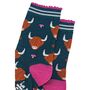 Highland Cow Autumn Leaves Toadstools Bamboo Ankle Socks Women's Green, thumbnail 3 of 4